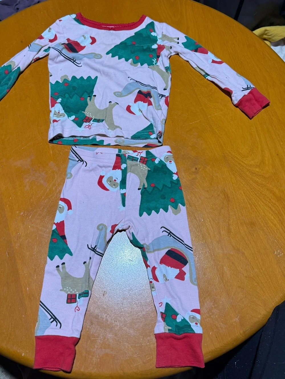 Carter's Girls' Christmas 2-Piece Snug Fit Cotton PJs, Pink Santa, 2T